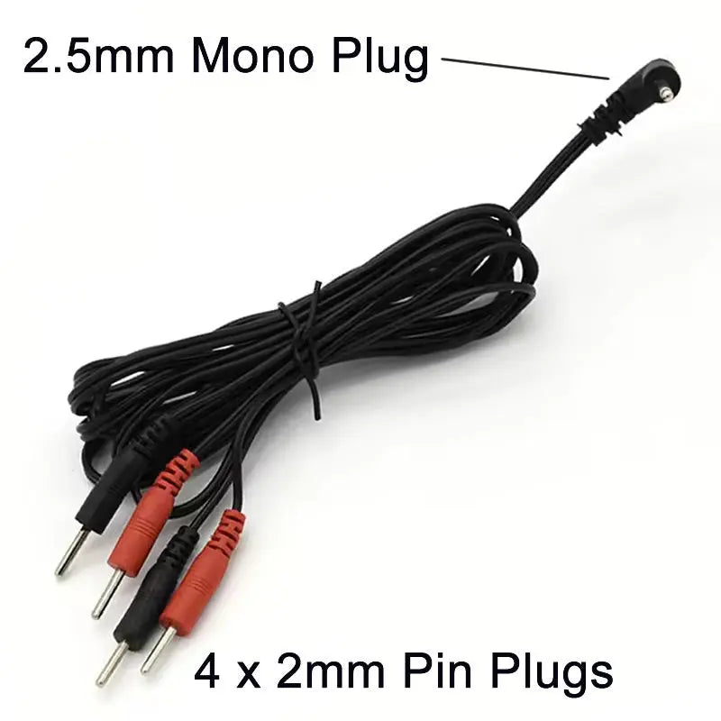 2.5mm Right Angled Plug To Four 2mm Pin Splitter Cable Black E-Stim Emporium Cables & Adaptors