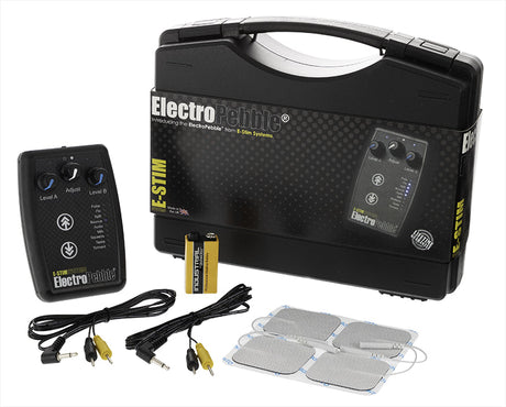 Image showing the contents of the ElectroPebble pack.,Image showing the ElectroPebble storage case.,Image showing the ElectroPebble.