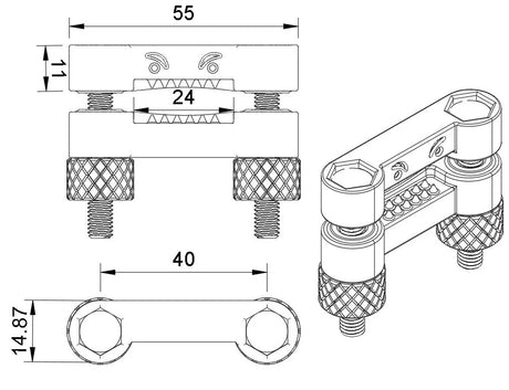 Image showing the dimensions of the 3D printed ABS nipple clamps