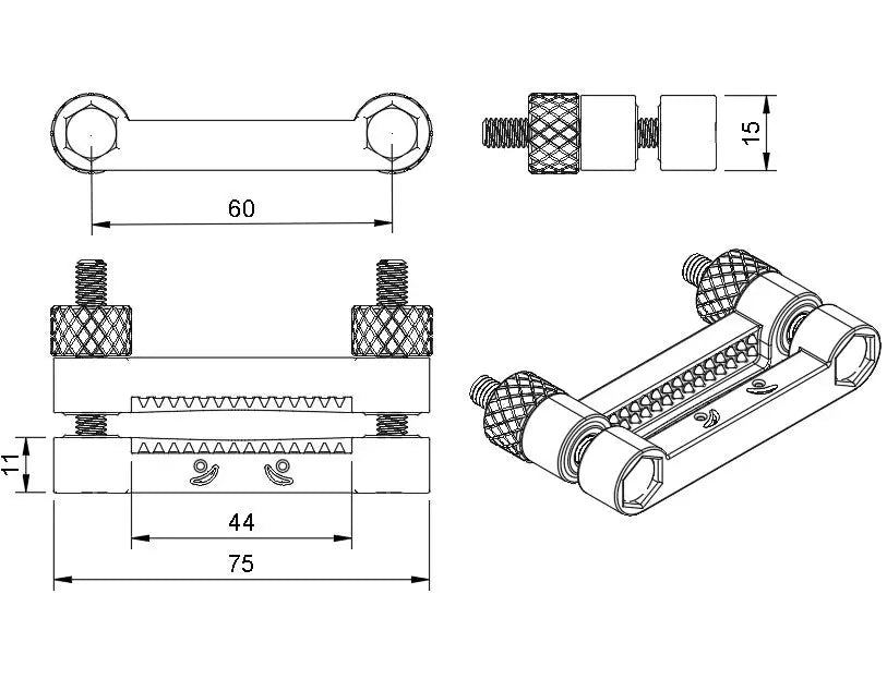 Image showing the dimensions of the XL nipple clamps