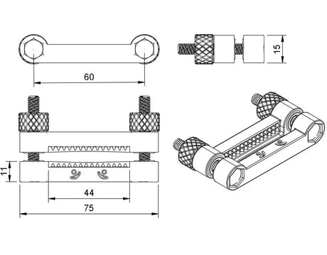 Image showing the dimensions of the XL nipple clamps