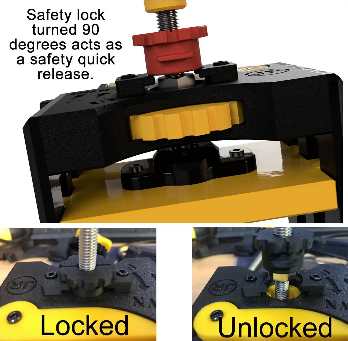 Image showing the safety quick release mechanism on Joanne's Quad Pole Ball Crusher Electrode