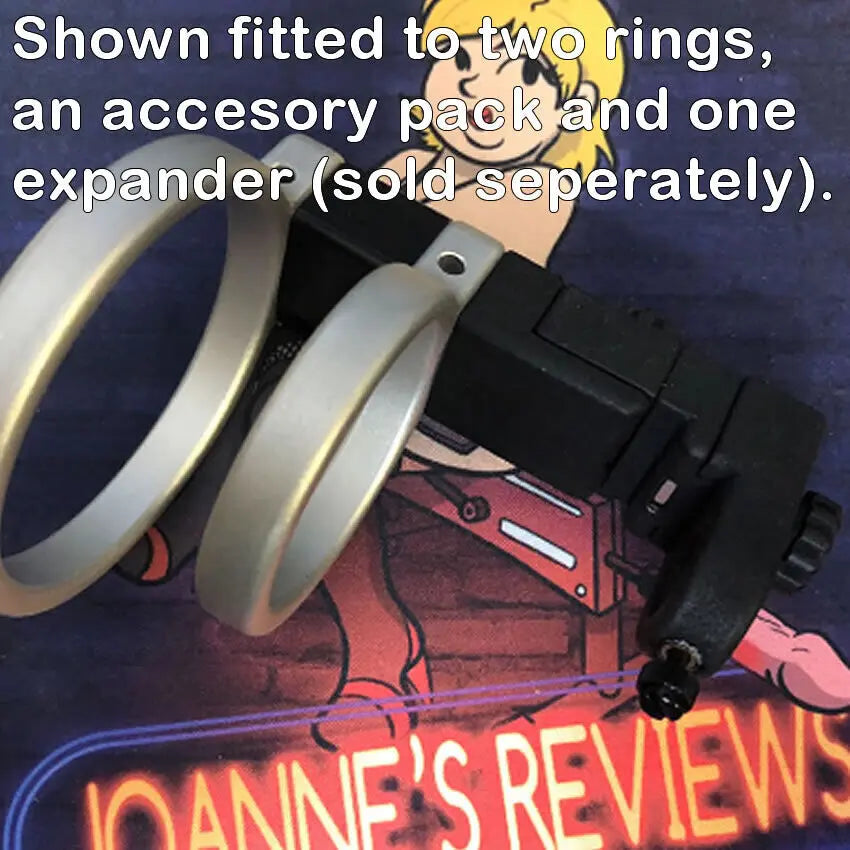 Image showing the Electro Ring compatible sound clamp fitted to an expander, an accessory pack and two electro rings (sold separately)