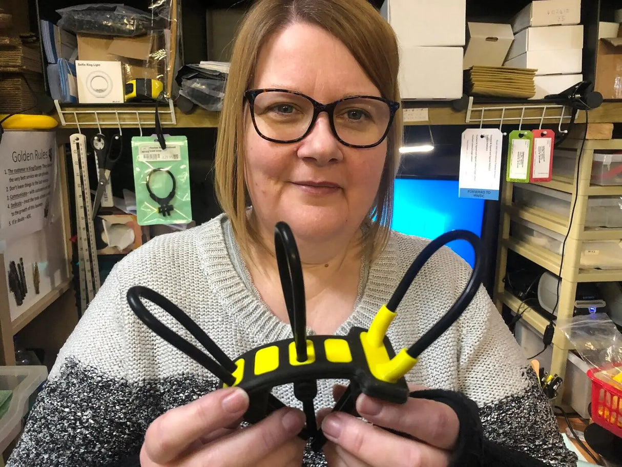 Image showing me flexing a yellow CRve flexible electrode