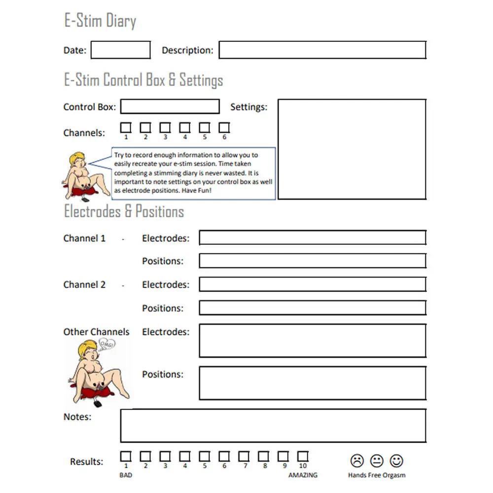Joanne's E-Stim Session Diary Template - FREE Digital Download E-Stim Emporium Downloads