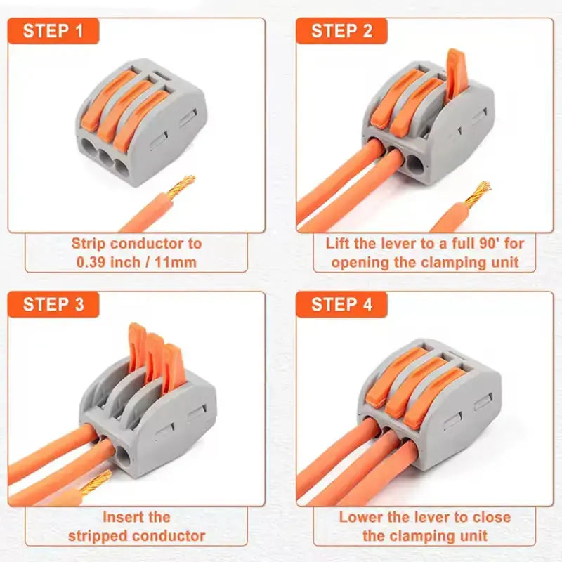 Quick Release Wago Stye Connectors - 3 Way E-Stim Emporium Cables & Adaptors