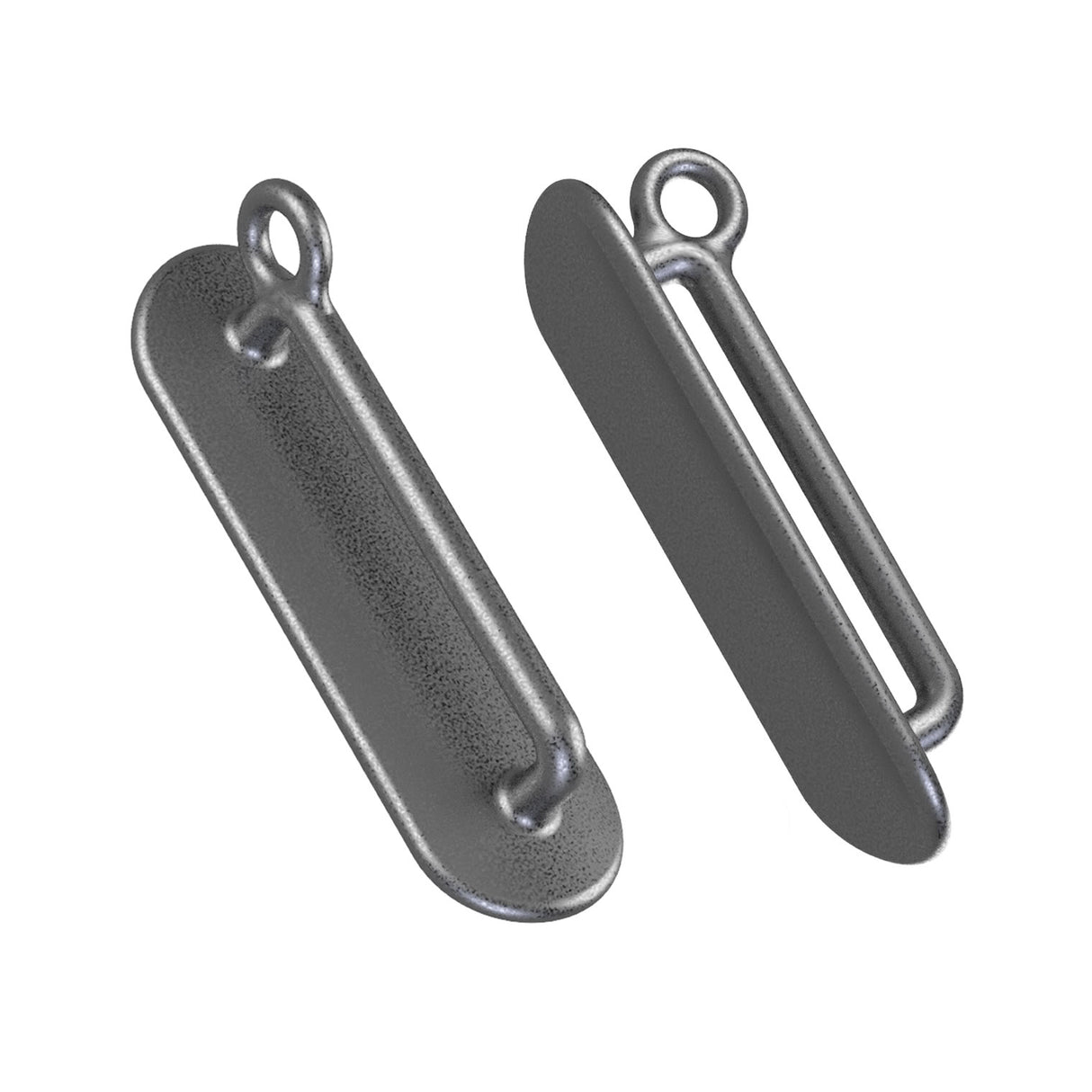 Straight Shooter dual stainless steel penile e-stim electrodes with elasticated Velcro strap and croc clip cables (48mm x 15mm)