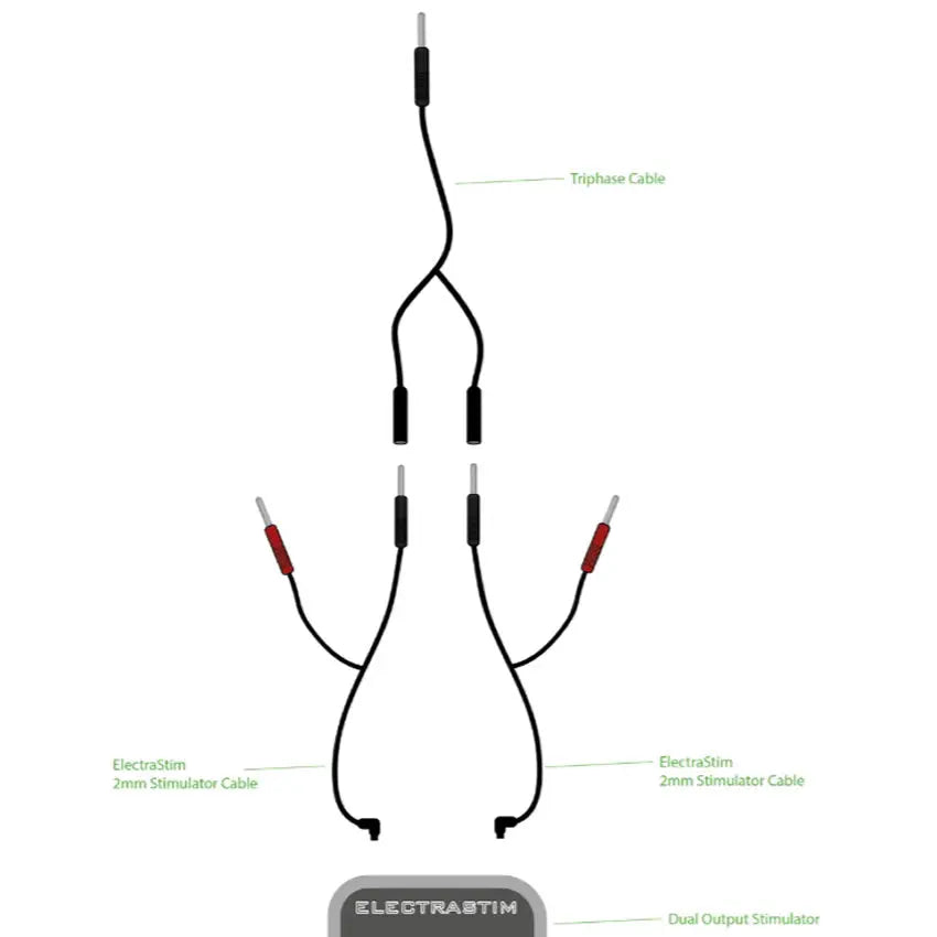 Image showing the Electrastim Triphase Connector Cable usage guide