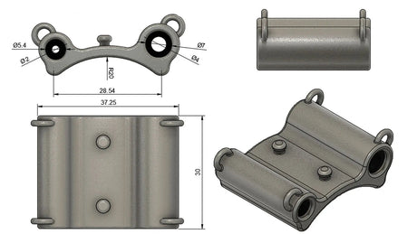 Image showing the dimension of the Saddle e-stim electrode