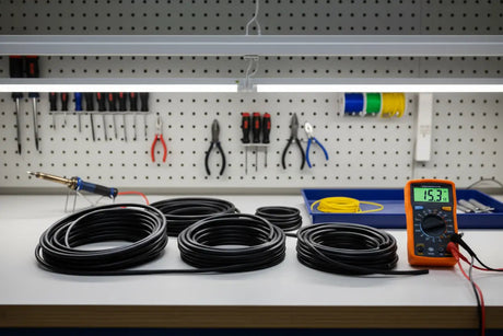 Image showing conductive rubber on a work bench next to a multimeter