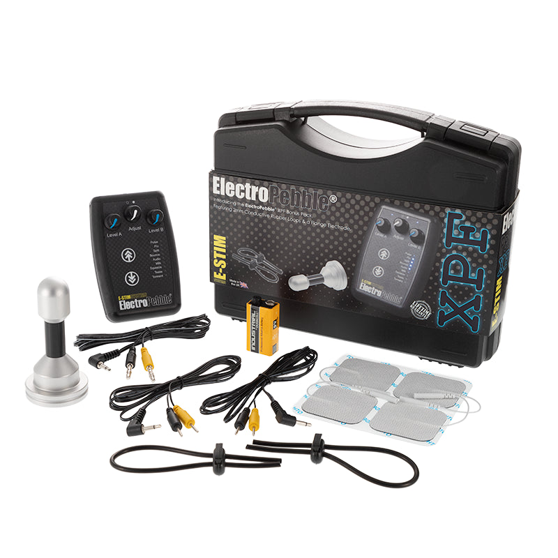 Image showing the contents of the ElectroPebble XPF pack,Image showing the ElectroPebble XPF storage case,Image showing the ElectroPebble XPF