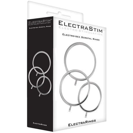 Image showing the Electrastim metal scrotal rings packaging