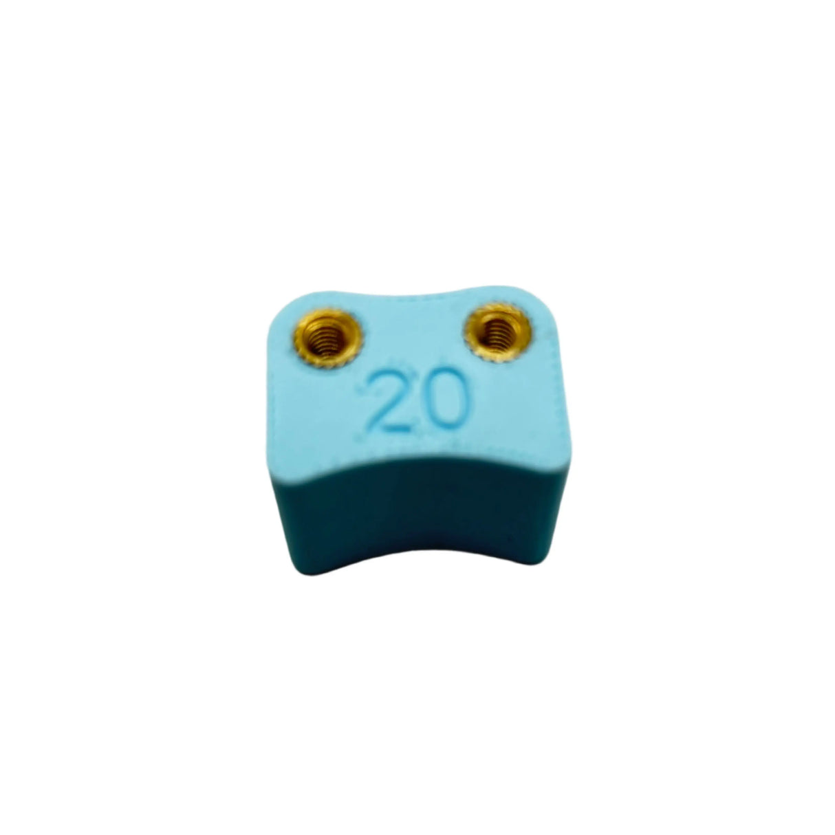 Small baby blue rectangular object with '20' on a light white background