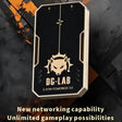 DG-LAB E-STIM POWERBOX 3.0 device on a dark background with text about new networking capability and unlimited gameplay possibilities.