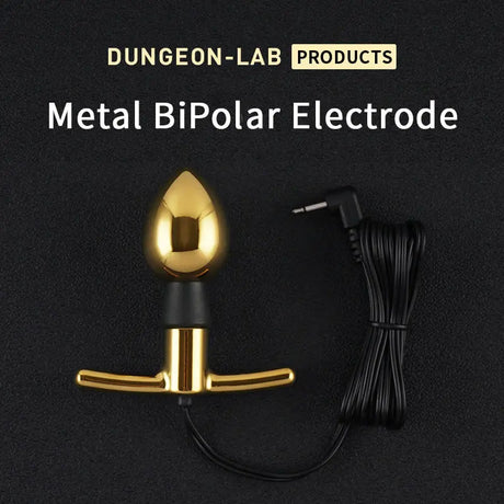 DG Lab golden butt plug on a dark background