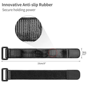 Black strap with innovative anti-slip rubber feature on a white background