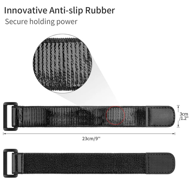 Black strap with innovative anti-slip rubber feature on a white background