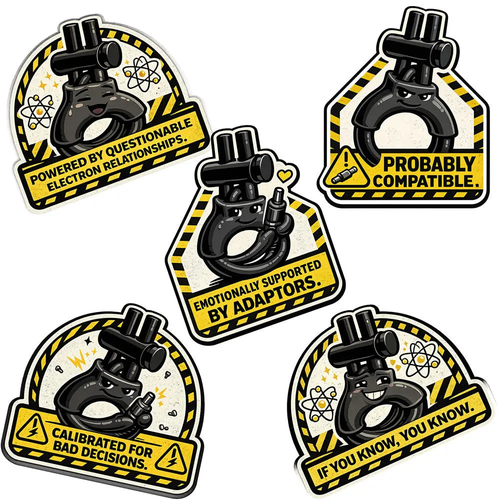 Funny Sticker Warning Set (5 stickers) E-Stim Emporium Stickers