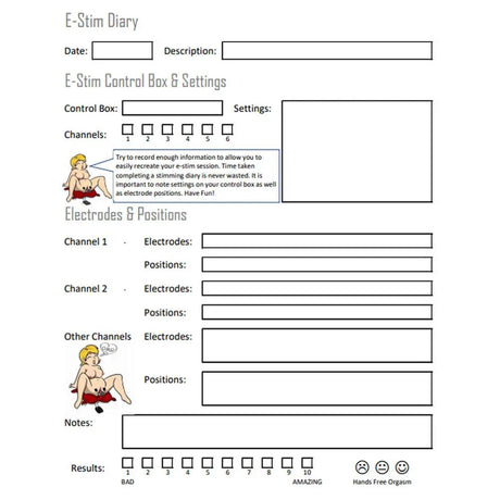 Joanne's E-Stim Session Diary Template - FREE Digital Download E-Stim Emporium Downloads