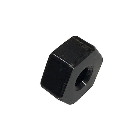 Black hexagonal nut on a white background