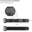 Black strap with innovative anti-slip rubber and secure holding power, showing close-up of texture and dimensions.