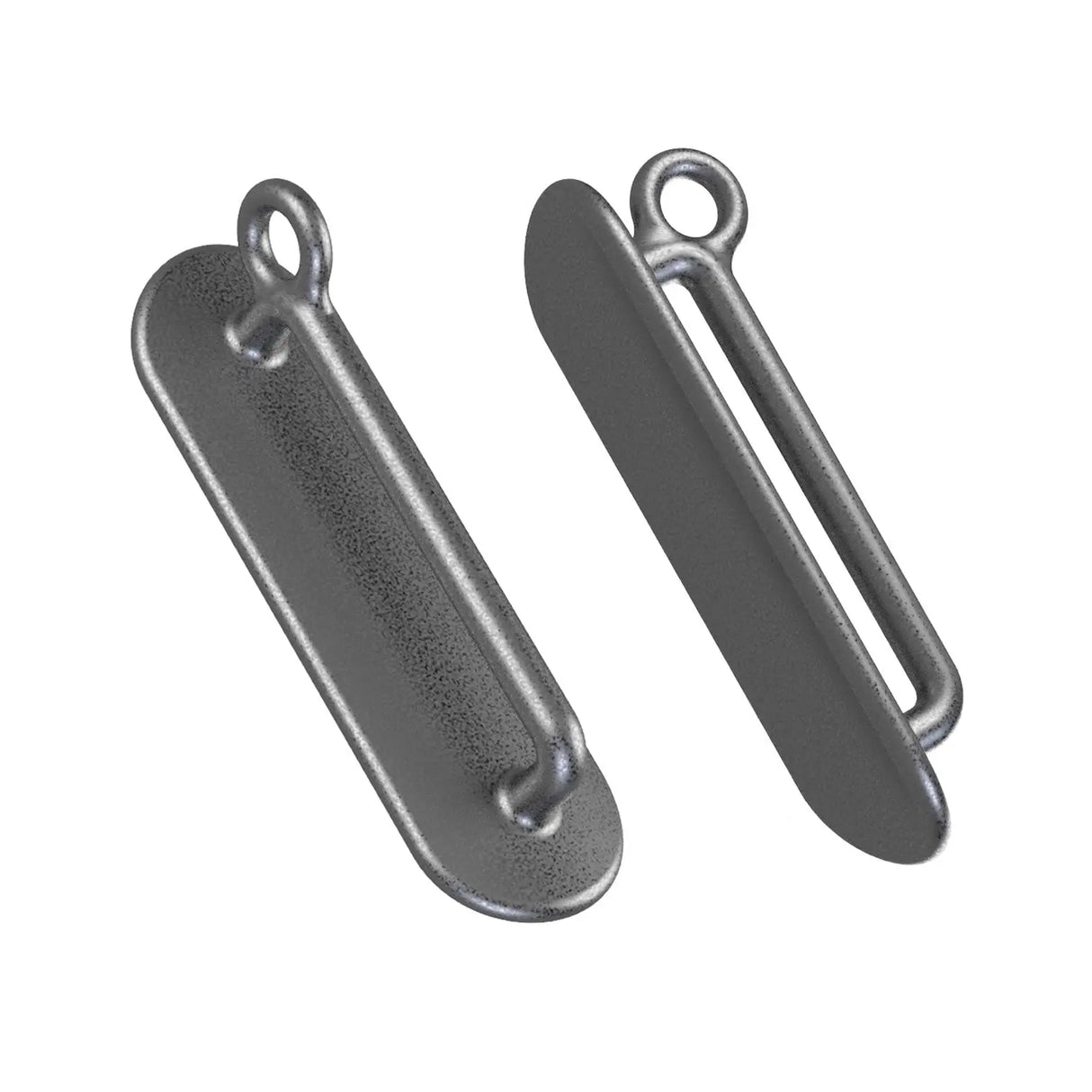 Straight Shooter dual stainless steel penile e-stim electrodes with elasticated Velcro strap and croc clip cables (48mm x 15mm)