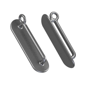 Straight Shooter dual stainless steel penile e-stim electrodes with elasticated Velcro strap and croc clip cables (48mm x 15mm)