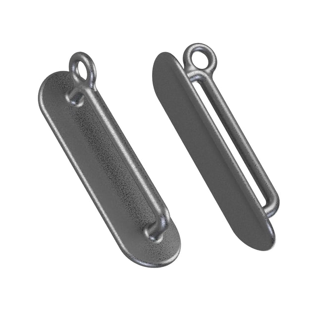 Straight Shooter dual stainless steel penile e-stim electrodes with elasticated Velcro strap and croc clip cables (48mm x 15mm)