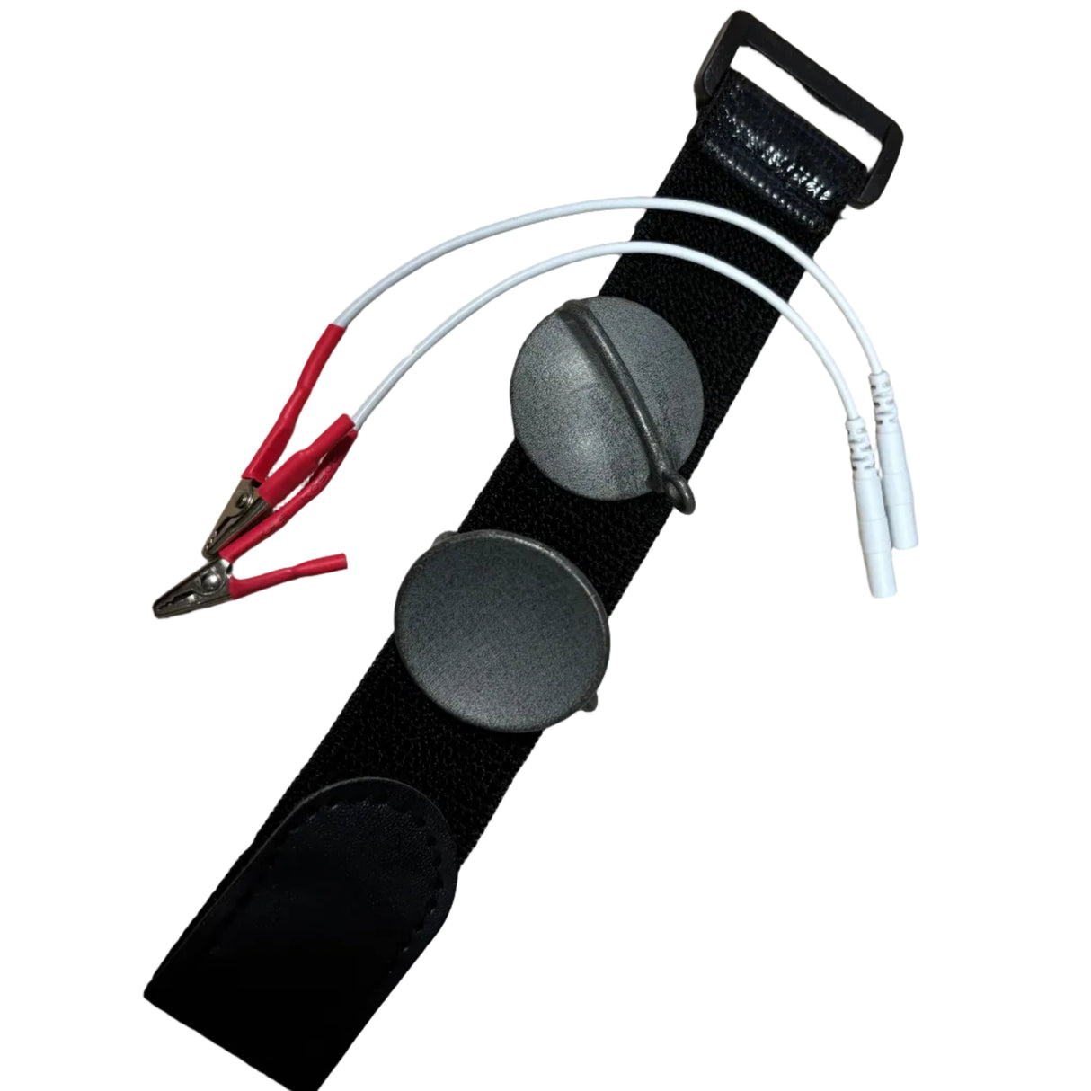 Ball cup electrodes and velcro strap with connection cables