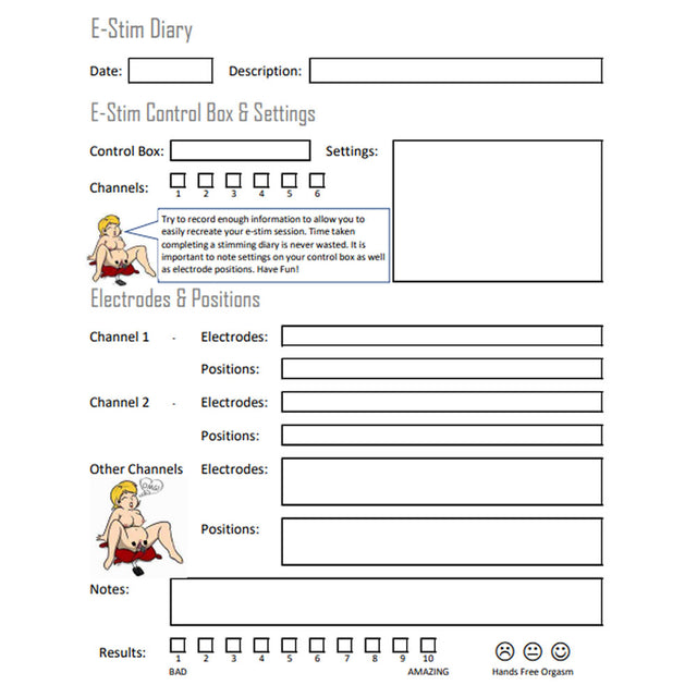 Joanne's E-Stim Session Diary Template - FREE Digital Download E-Stim Emporium Downloads